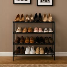 Neo 4-Tier Bamboo Shoe Rack Wooden Shoe Storage Organiser Shelf for Hallway, Entrance Living Room